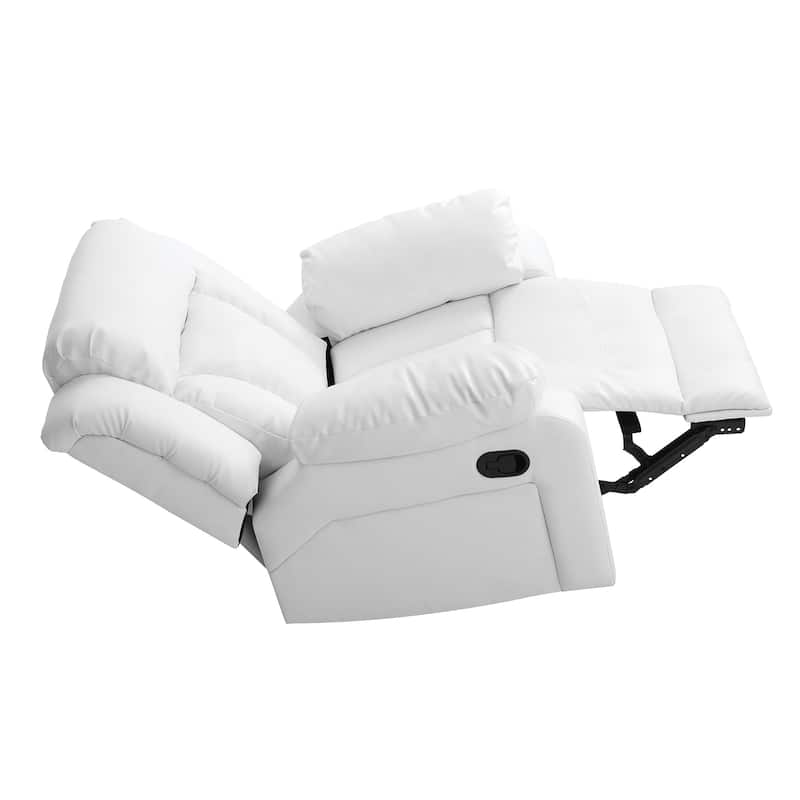 Faux Leather Upholstered Reclining Chair with Padded Arms - 41" - White