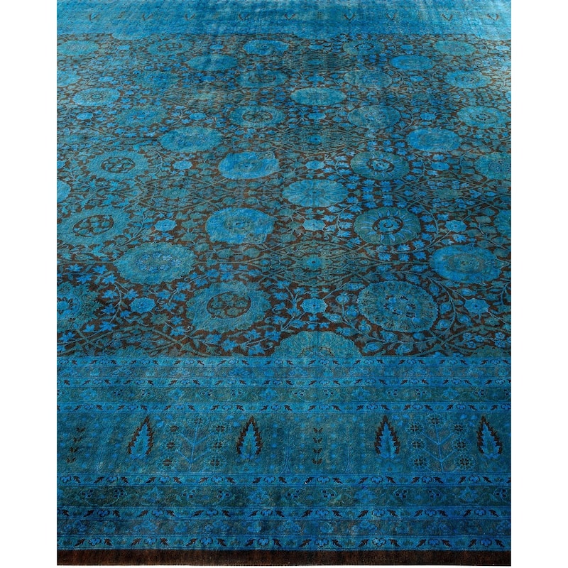 Overton Handknotted Wool Vintage Inspired Contemporary Overdyed Orange Area Rug - 18' 2" x 9' 3"