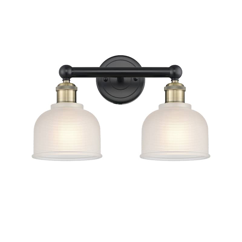 Innovations Lighting 616-2W-11-15 Dayton Vanity Dayton 2 Light 15" - Black Antique Brass / White