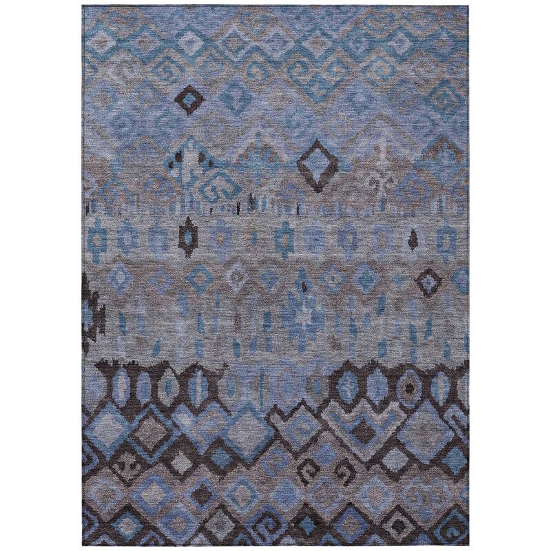 Machine Washable Indoor/ Outdoor Boho Moroccan Chantille Rug