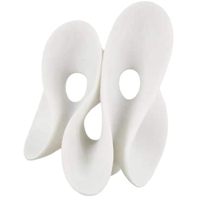 Polystone Abstract Wavy Shaped Decorative Sculpture with Cutouts and Speckled Texturing - White - Roche River Decor