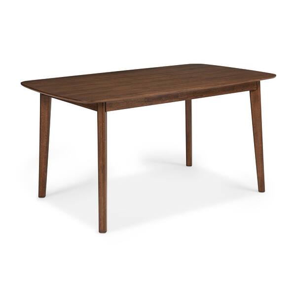 Mid-Century Modern Rectangular Dining Table With Warm Wood Finish - Bed ...