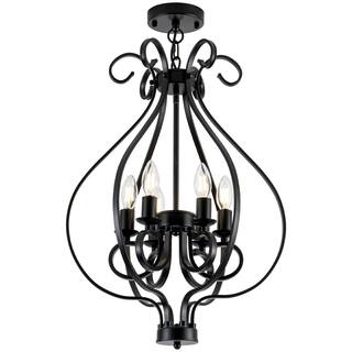 6-Light Modern Candlestick Hanging Linear Chandelier Lighting for Kitchen Island