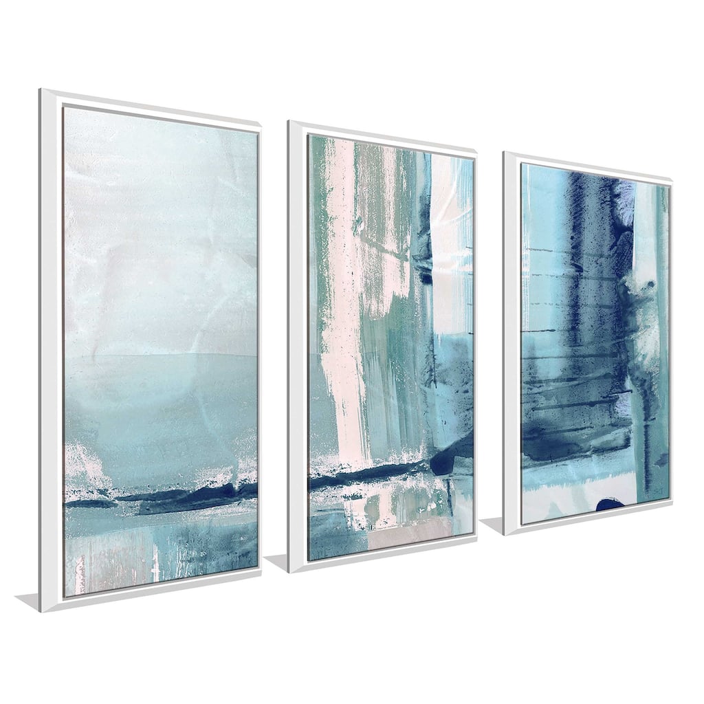 "Miss The Sea I Susan Jill" Print in Floating Canvas, Set of 3 - Blue