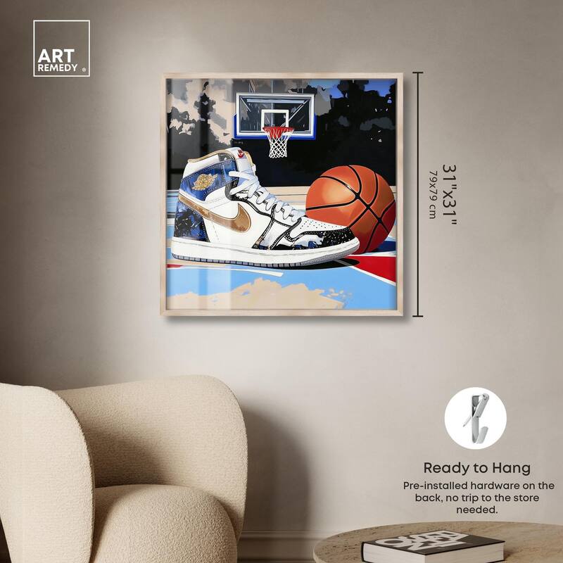 Basketball Court Blues Shadowbox by Art Remedy