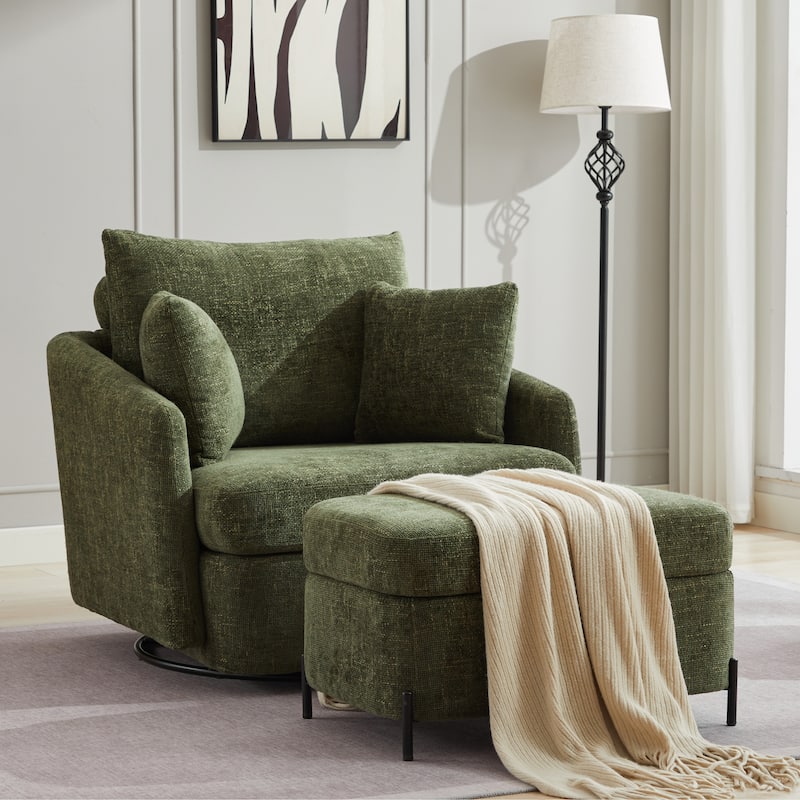 40.6" W Upholstered Swivel Accent Sofa Chair With Pillows