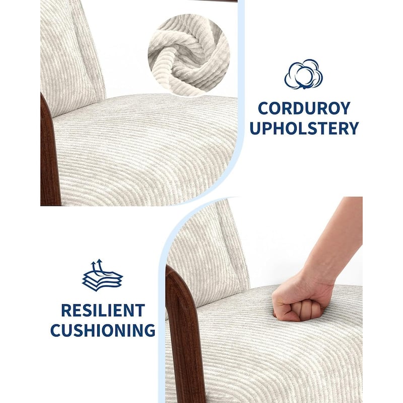 Modern Corduroy Accent Sofa Chair, Lounge Armchair with Lumbar Pillow for Living Room, Bedroom