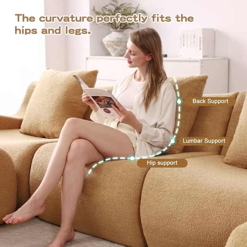 82.7" Floor Loveseat Modern Sectional Couch with Armrests for Apartment, Oversized Teddy Upholstered Living Room Sofa