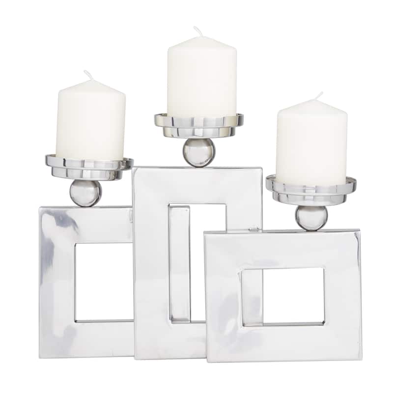 Stainless Steel Metal Pillar 3 Plate Candle Holder - Gold or Silver - Roche River Decor