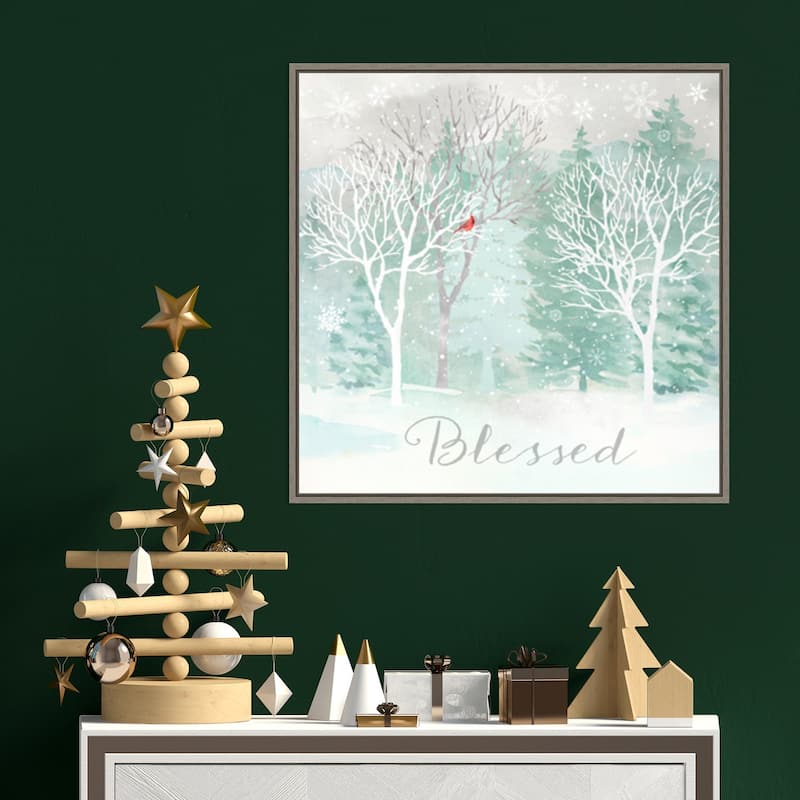 Peace on Earth Silver II by Cynthia Coulter Canvas Art Framed - 22 x 22 in