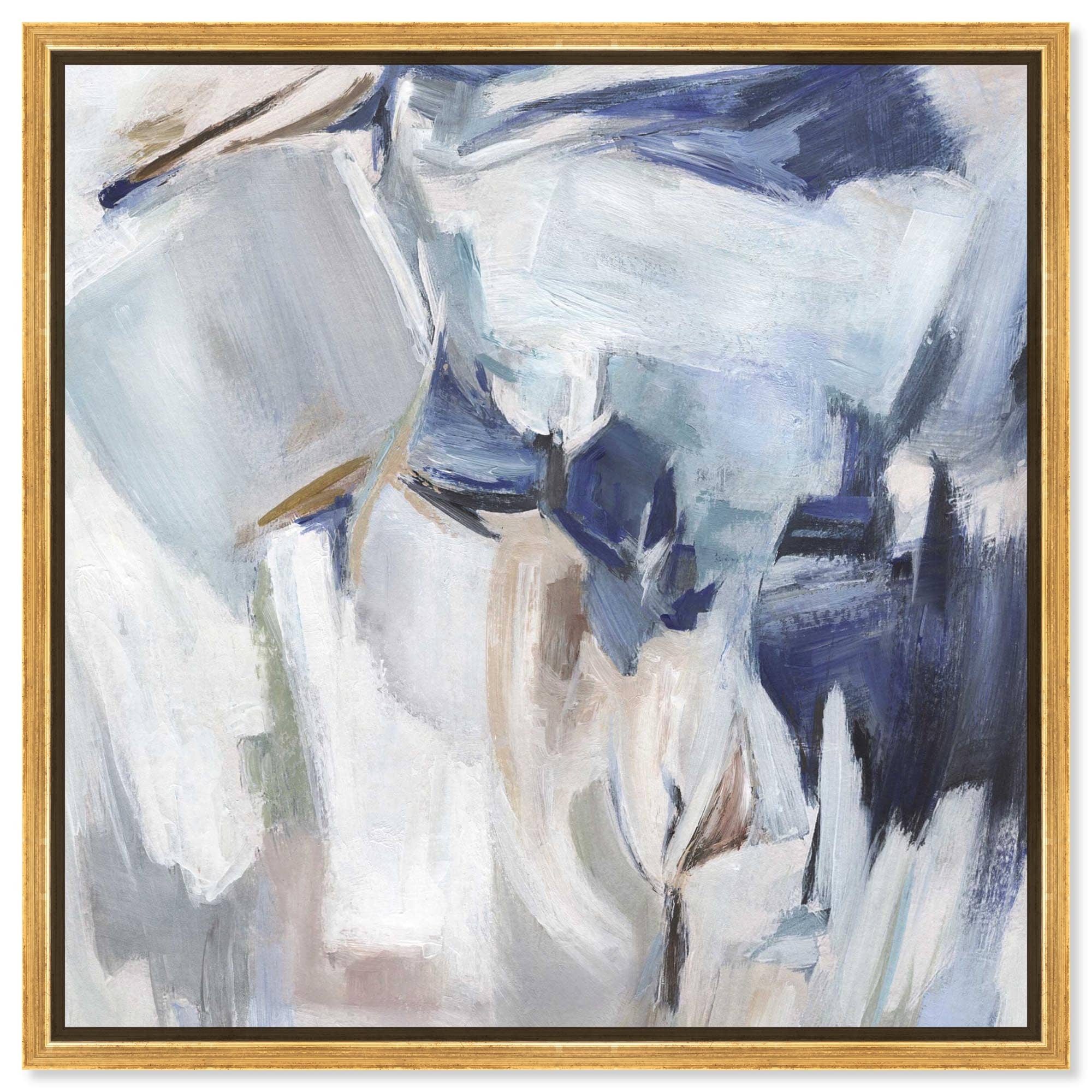 Blue Depth Neutral Wall Decor Framed Canvas Print by Art Remedy