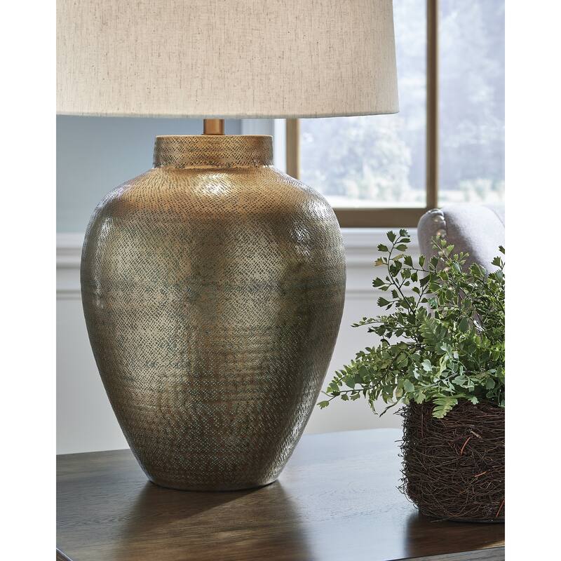 Signature Design by Ashley Madney Antique Gold Finish Table Lamp - 17" W x 17" D x 28.25" H
