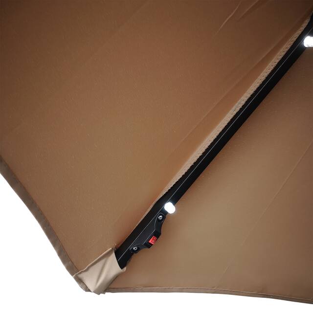 11FT Solar LED Lighted Patio Umbrella with 8 Ribs