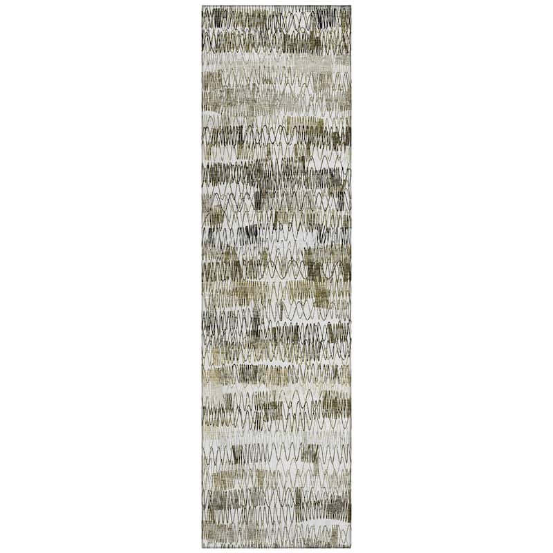 Machine Washable Indoor/ Outdoor Chantille Abstract Zig Zag Rug