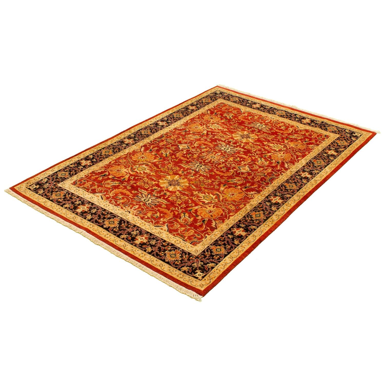 ECARPETGALLERY Handknotted Double Knot Red Wool Rug 6'1 x 9'0 Bed