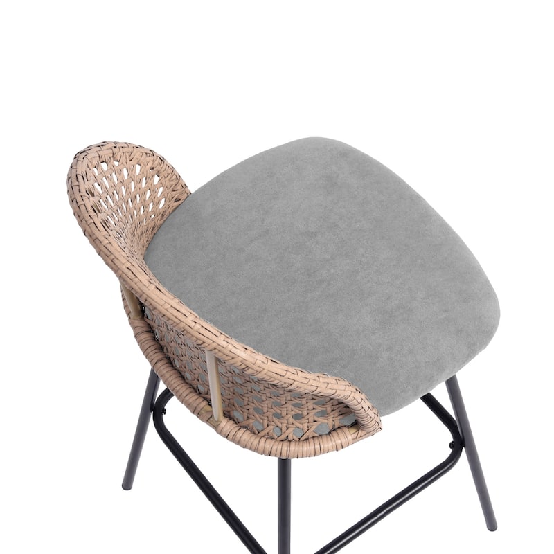 29.52"H Set of 2 Upholstered Bar Stools/ Counter Stools with Metal Leg - Set of 2