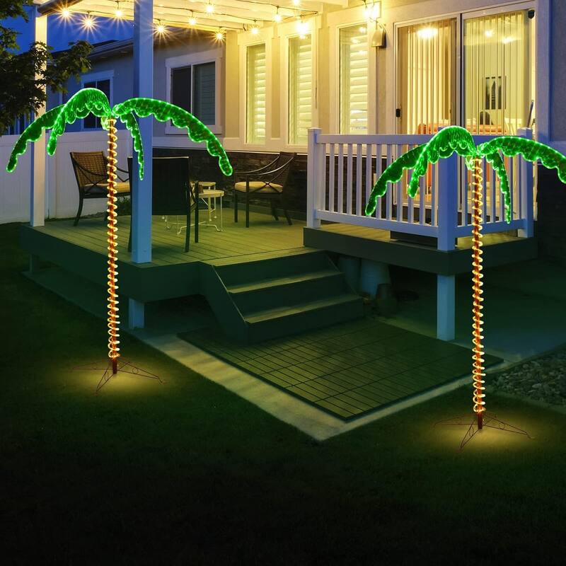 7.5 FT Coconut Tree Decoration Artificial Lighted Palm Tree - Green + Brown