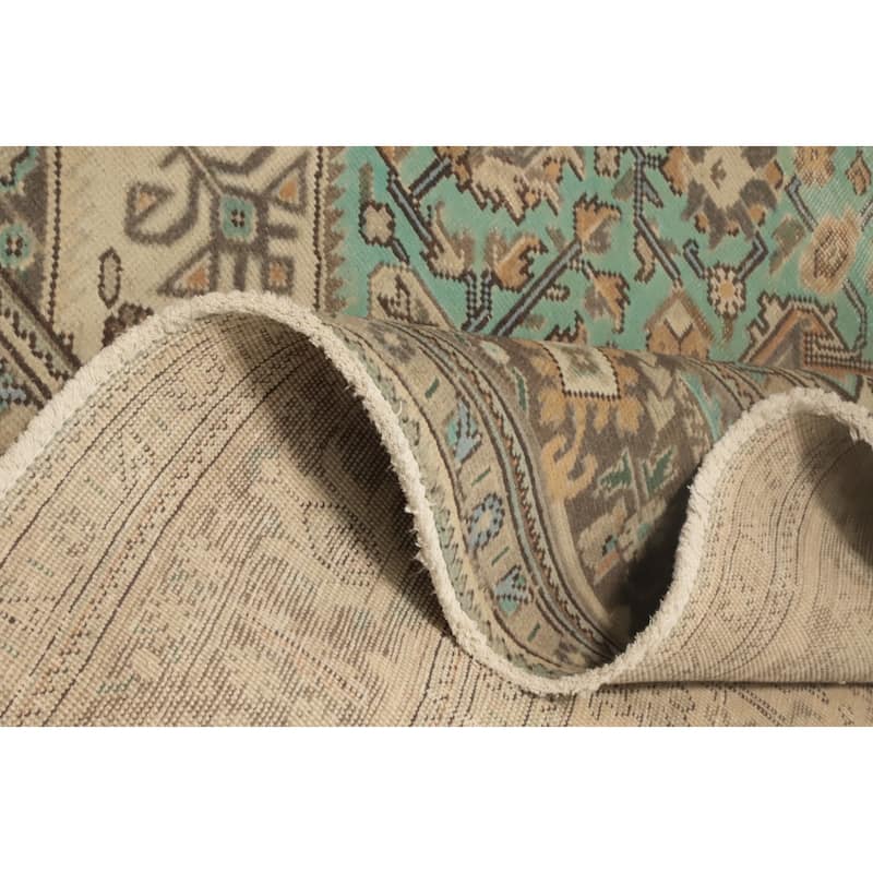 Hand Knotted Oriental 100% Wool Carpet Traditional Medallion Green Tabriz Area Rug - 11' 1'' X 7' 10''