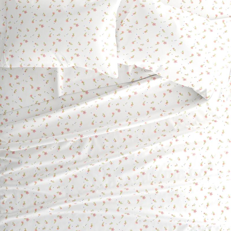 Becky Cameron Soft Floral Pattern 4-piece Deep Pocket Bed Sheet Set