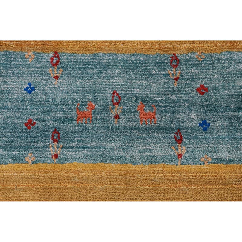 Silver Gray Gabbeh Rug Hand-Knotted Wool Carpet - 9'4" x 12'1"