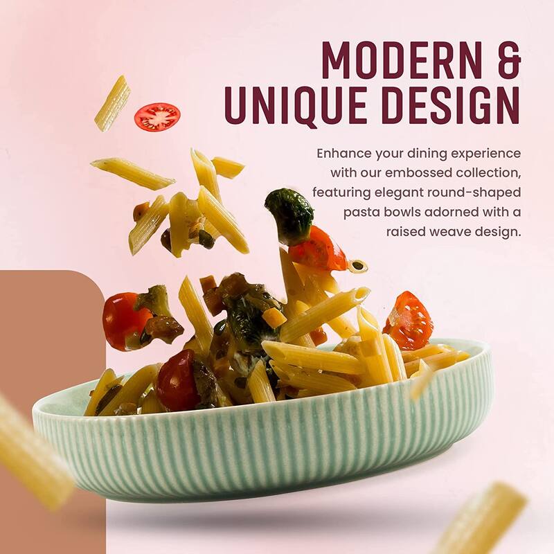 American Atelier Set of 4 Wide Shallow 40 oz Pasta Bowls