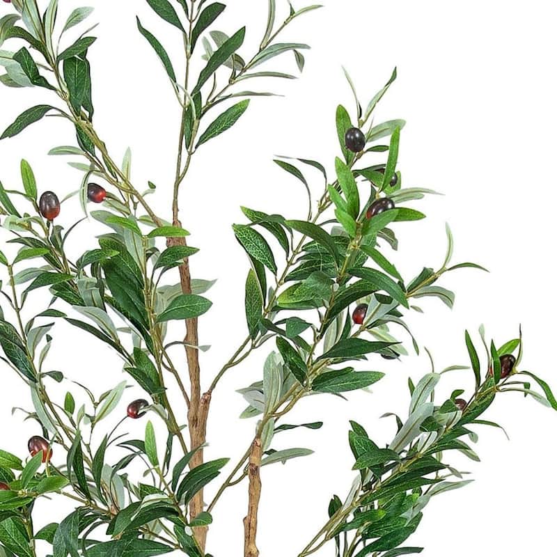 HomeRoots 60" Green Olive Artificial Tree in a Black Pot - 21.00 in. x 60.00 in. x 21.00 in.