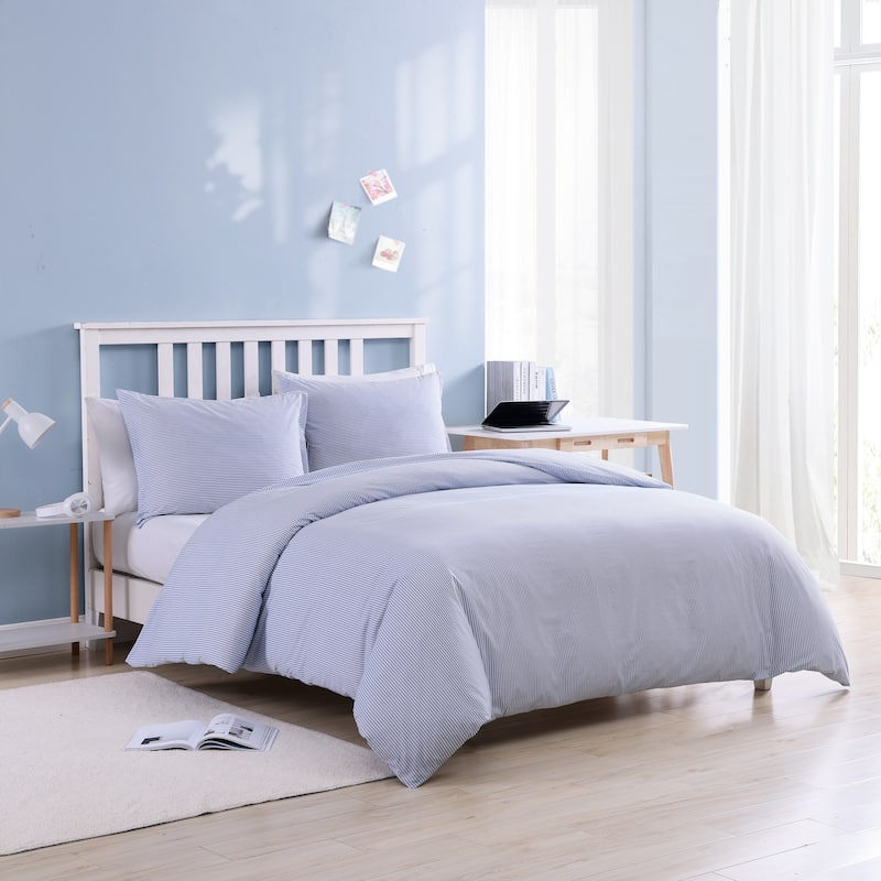 Poppy & Fritz Oxford Stripe Cotton Blue Duvet Cover Set
