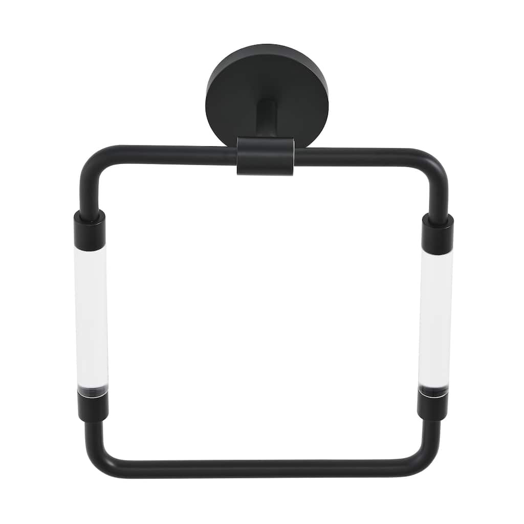 Verre Acrylic Square Towel Ring In Matte Black - 8.27" x 7.09" 2.36"