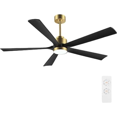 60-inch Modern Solid Wood 5-blade Dimmable LED Ceiling Fan with Remote