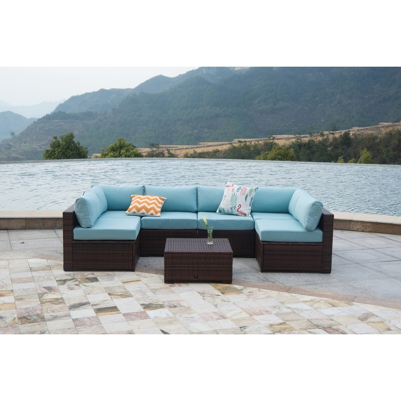 Broyerk 7 piece sectional outlet patio outdoor furniture set
