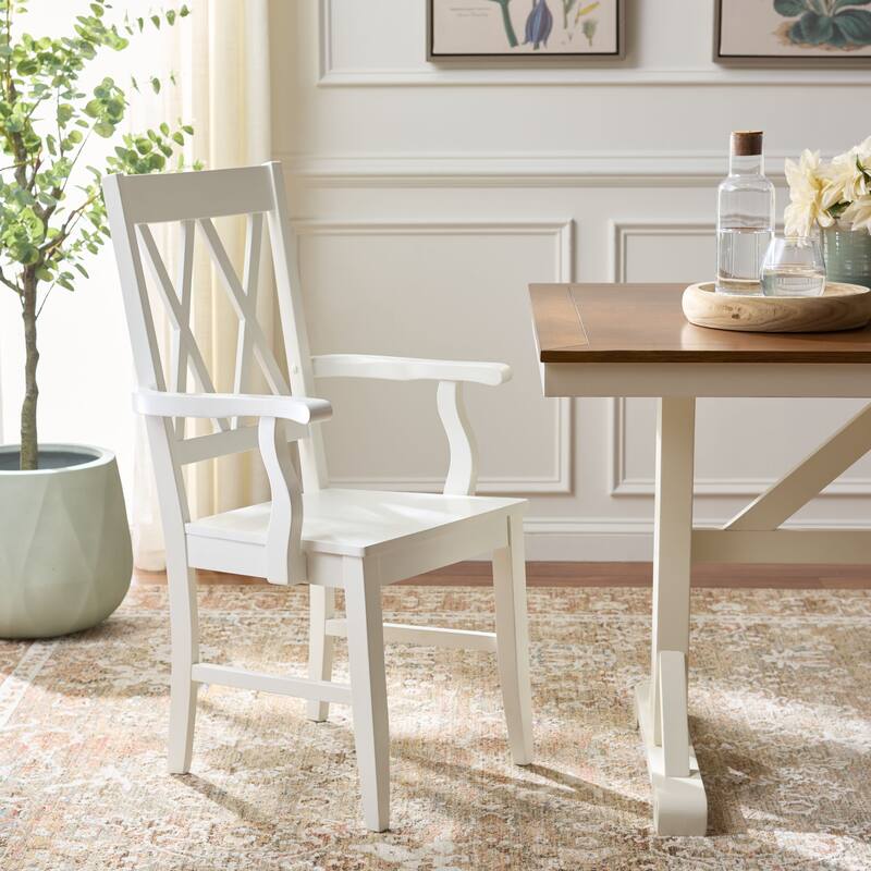 SAFAVIEH HOME Yelena Double X-Back Arm Chair - 18"W x 22"D x 39"H