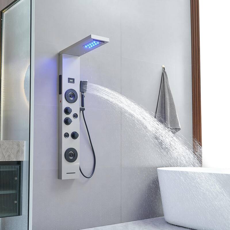 4-Jet LED Shower Panel with Heavy Rain Shower