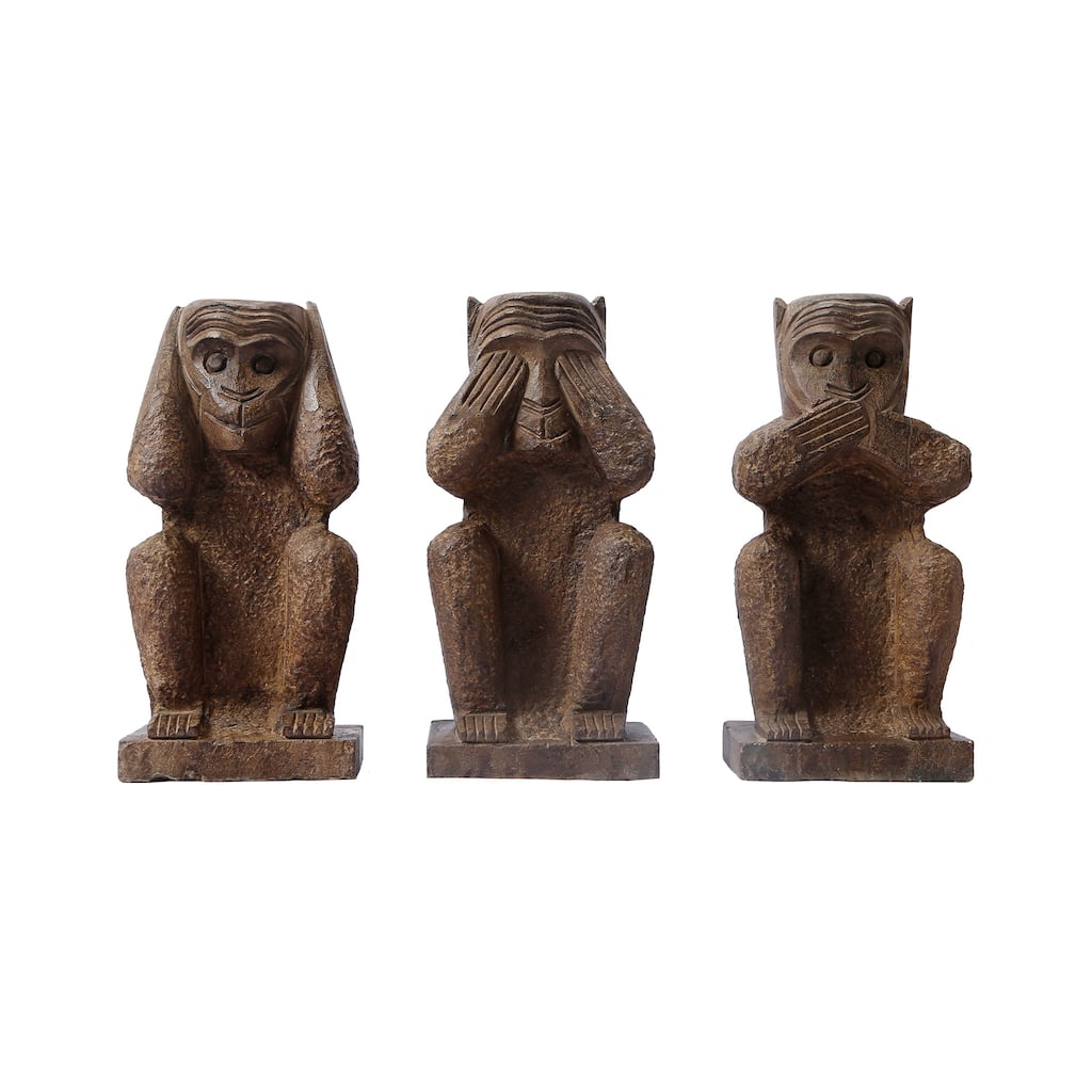 Artissance 8.2" H Brown Bluestone Wise Monkeys Statue (Set of 3)