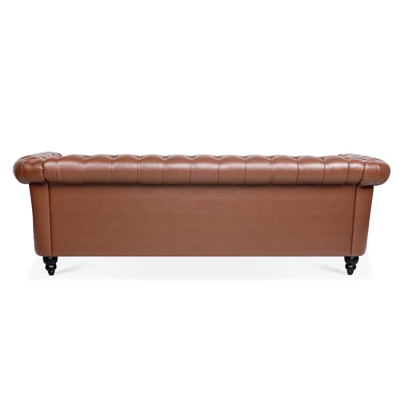 Upholstered Rolled Arm Chesterfield 3-Seater Sofa
