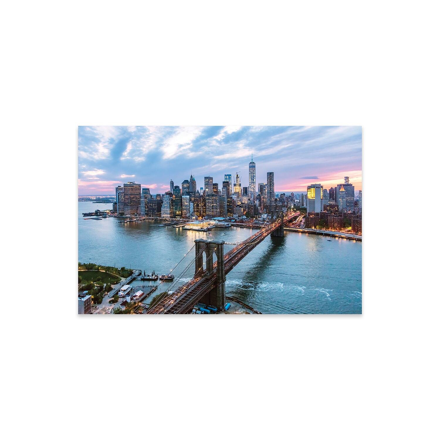 Brooklyn Bridge And Lower Manhattan Skyline, New York City, New York ...