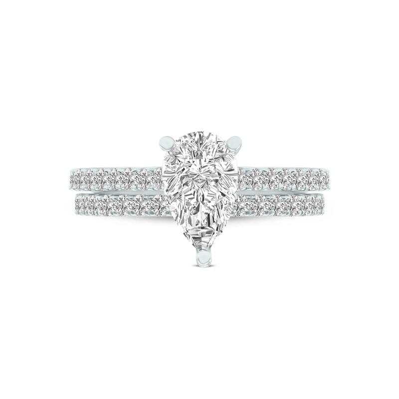 Marquee 1.80 CTW Center Pear Shape Lab Grown Diamond Engagement Ring Set in 14Karat White Gold