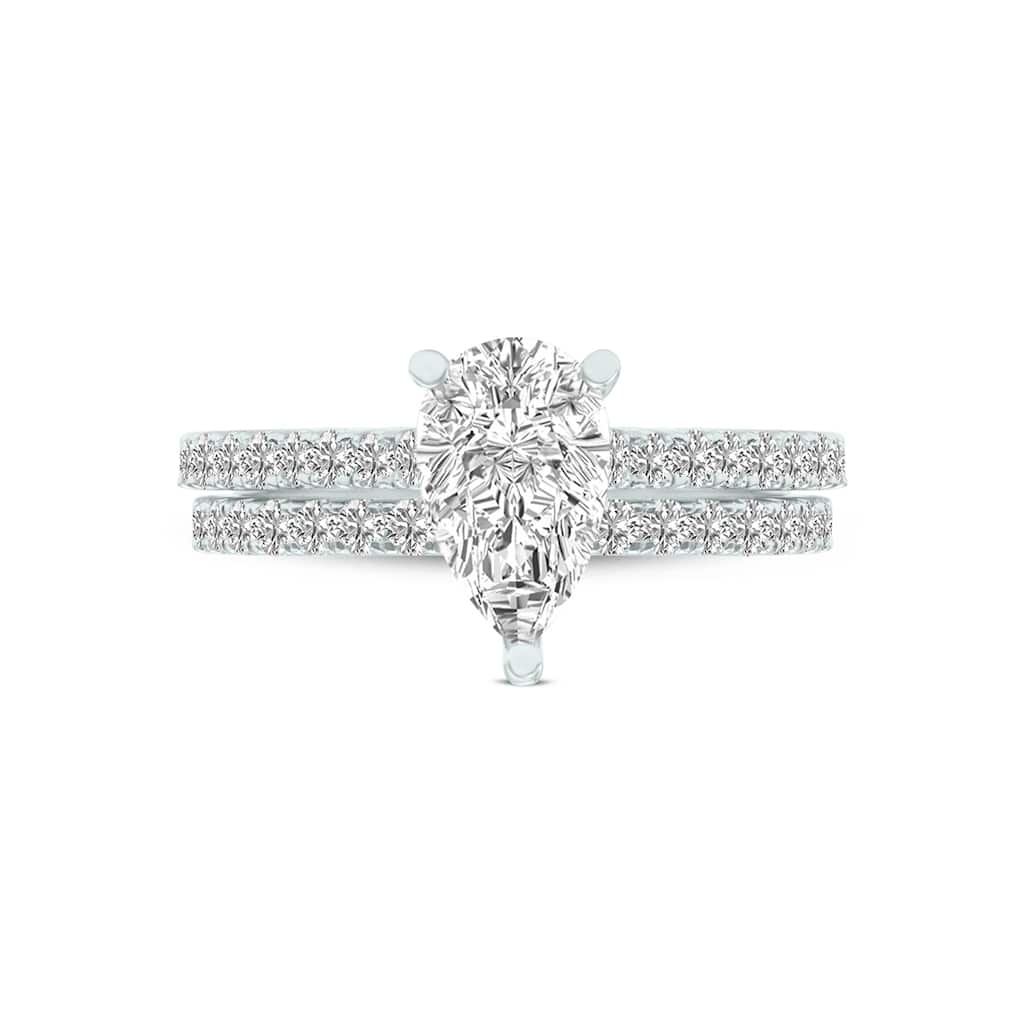 Marquee 1.80 CTW Center Pear Shape Lab Grown Diamond Engagement Ring Set in 14Karat White Gold