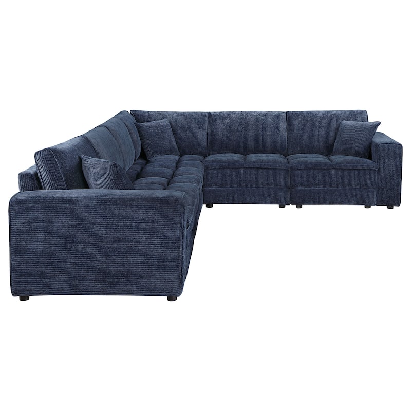 Atlantic 5-Piece Upholstered Modular Sectional Sofa Blue