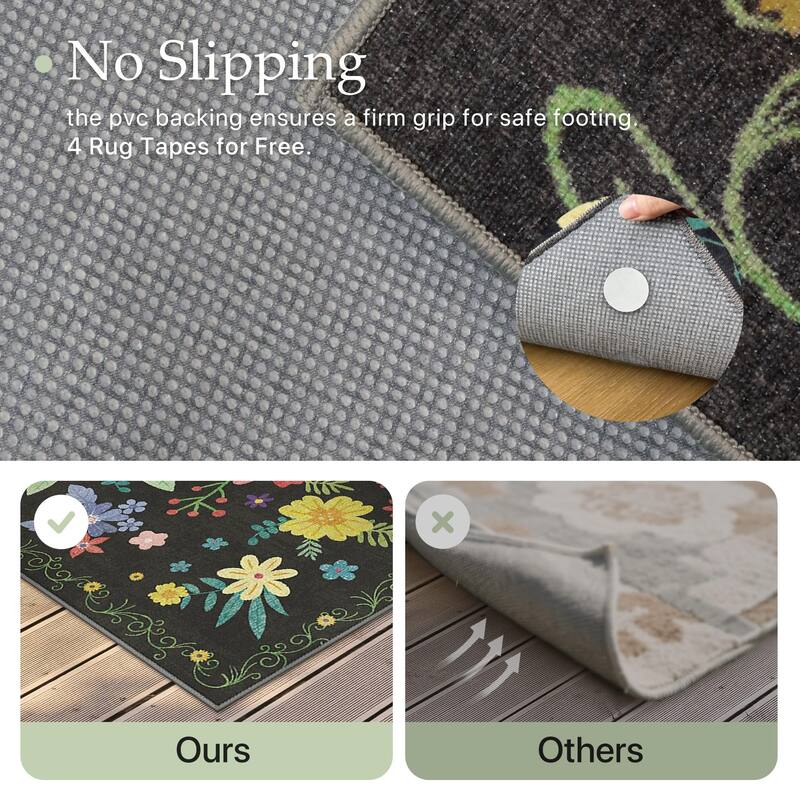 Mcow Quick-Dry Low-Pile Non-Slip Washable Indoor Outdoor Area Rug