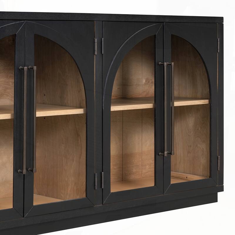4-Door Large Storage Sideboard Buffet Cabinet with Glass Doors