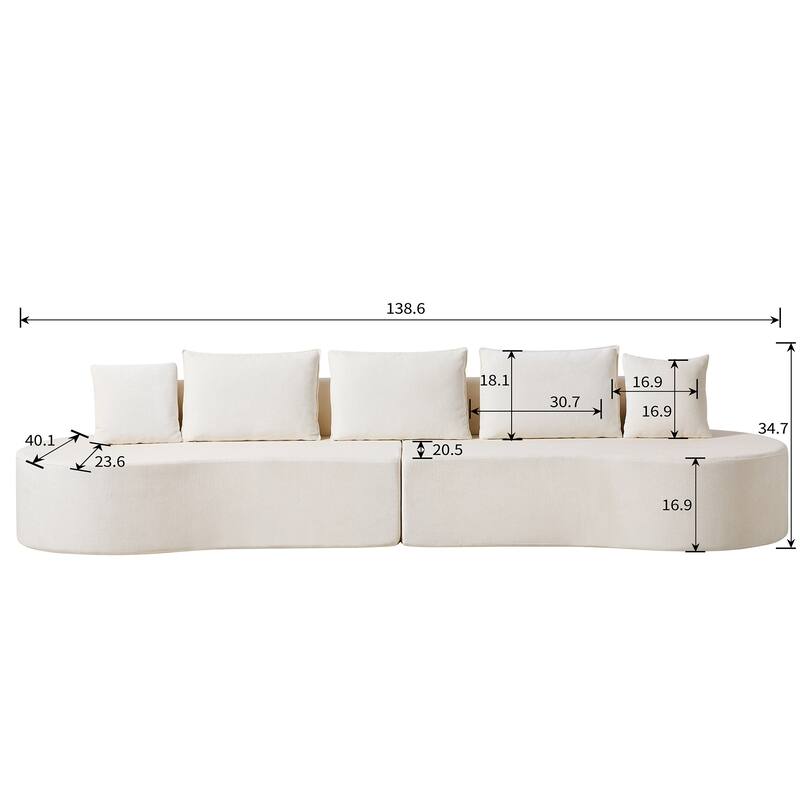 Christopher Knight Home - Curved Modular 138.6" Upholstered Sectional Sofa