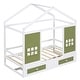 preview thumbnail 16 of 47, Twin Size Wood House Bed with 2 Drawers and Window Decoration