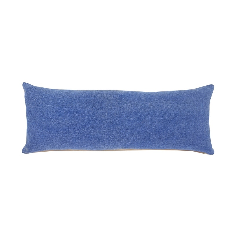 HomeRoots 14" X 36" Classic Blue 100% Cotton Zippered Pillow