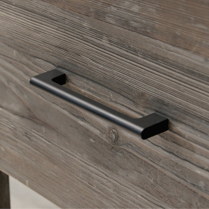 Wood L-Shaped Desk with File Drawer, Brown