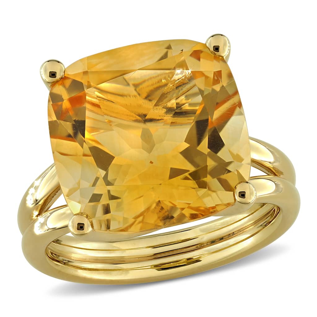 Miadora 10 1/2ct TGW Citrine Cocktail Ring in Yellow Plated Sterling Silver