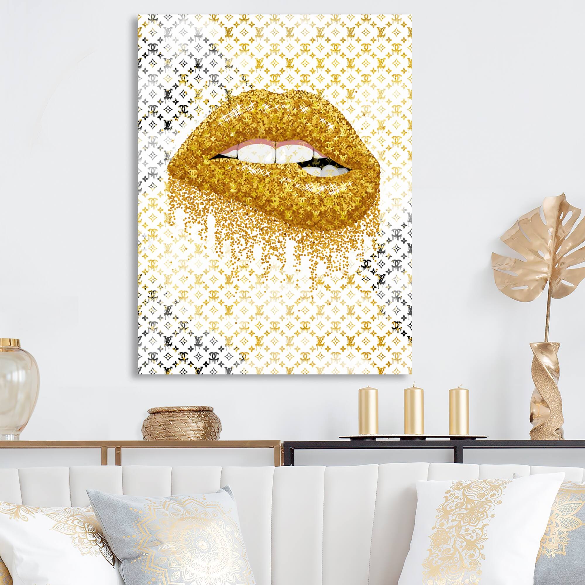 Designart 'Luscious Designer Lips IV' Fashion Lips Metal Wall Art Bed