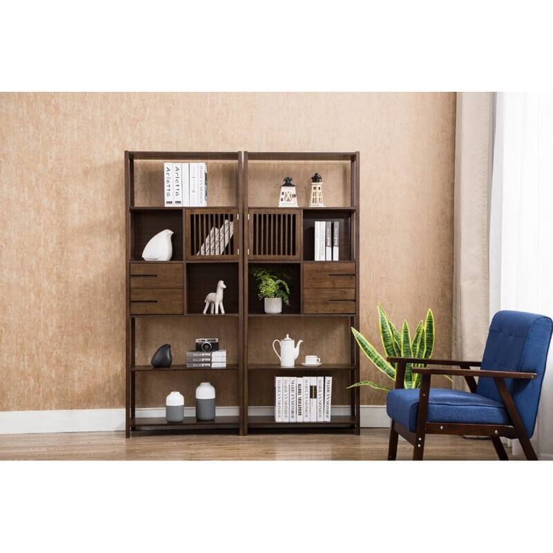 Selma Bamboo Bookcase Left Facing Spindle Cabinet