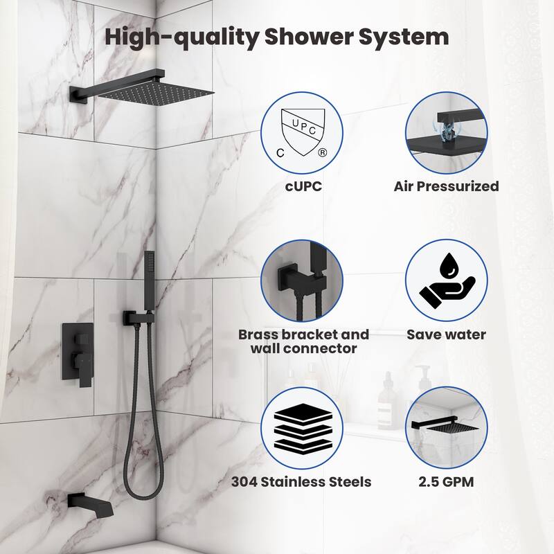 3-function Pressure Balance Shower Set with 10 in Shower Head(Valve Included)