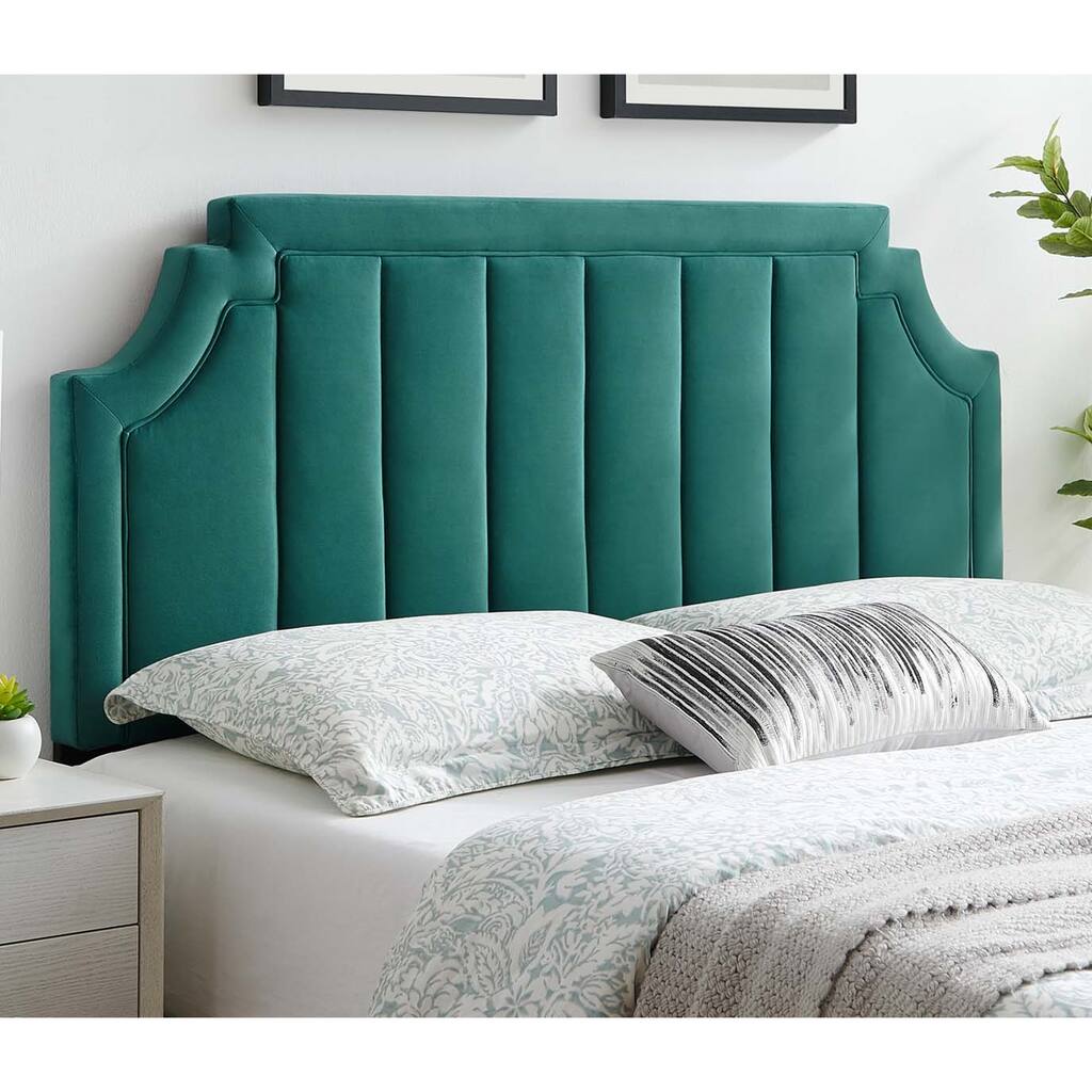 Deltona Green Velvet Upholstered King/California King Size Headboard