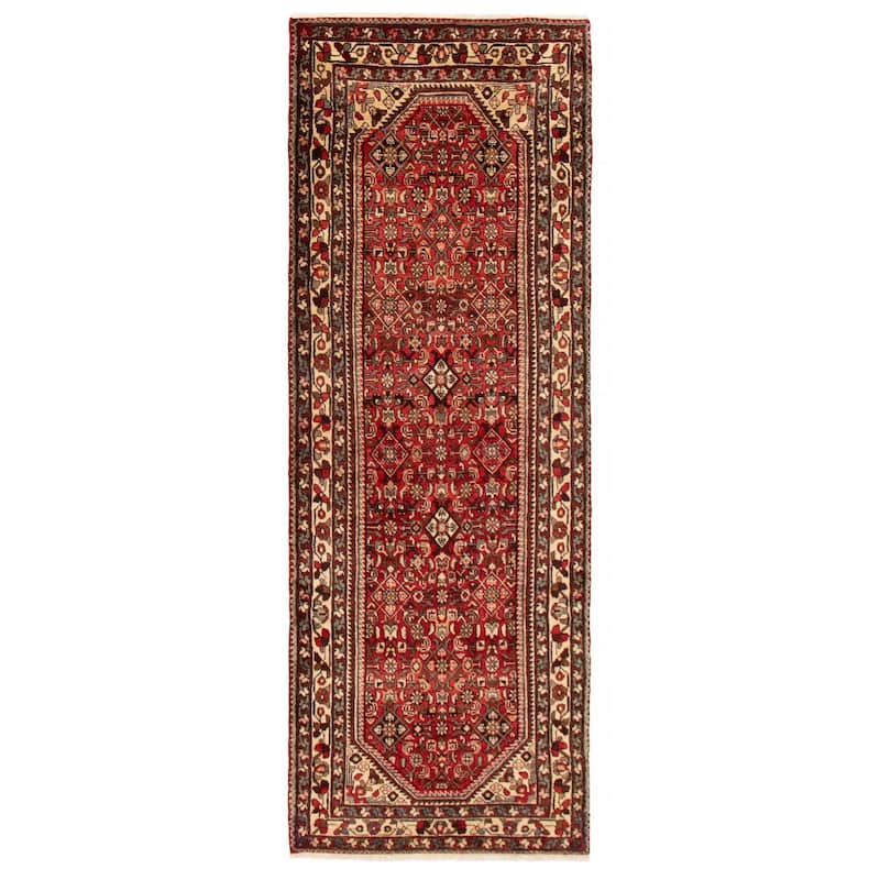 ECARPETGALLERY Hand-knotted Andelz Red Wool Rug - 3'6 x 10'0 - Dark Red - 3'6 x 10'0